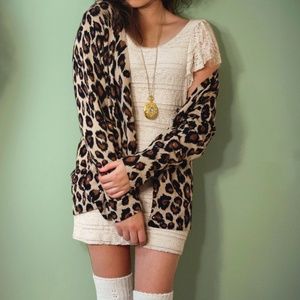 Leopard Print Cardigan with Gold Buttons